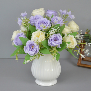 7 đầu lụa nhân tạo hoa bó hoa trang trí hoa hồng hoa mẫu đơn hoa trang trí nội thất đám cưới hoa trang trí - Product Image 4