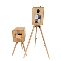 Photomaton vintage en bois pliable avec trépied, prise de vue multi-angles, support d'appareil photo intégré, divers modèles, reflex numérique, en libre-service