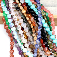 Perles en pierre naturelle lisses en forme de cœur de 10 mm en améthyste, agate et jade pour la fabrication de bijoux