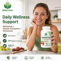 Élixir Vert de Haute Qualité à la Berbérine, Cannelle de Ceylan et Chrome 3000mg – 240 Capsules Végétaliennes pour la Gestion Quotidienne de l'Énergie chez l'Adulte