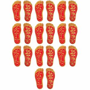Autocollants décoratifs en plastique Lakshmi Feet Charan Paduka, lot de 10, autocollants brillants durables pour la maison, le bureau, les mariages - Product Image 1