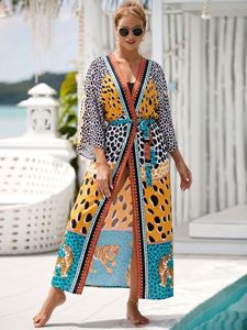 Strand-<span class=keywords><strong>Cardigan</strong></span> aus Rayon mit Positionierungsdruck Urlaubs-Sonnenschutz-Kimono-Bluse Strand-Überwurf - Product Image 6