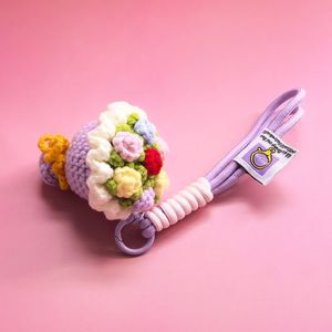 Porte-clés rose au crochet, fait main, mini porte-clés rose mignon, cadeaux, fleurs au crochet de différentes couleurs, haute qualité - Product Image 6