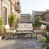 Conjunto de Muebles de Jardín de Ratán Segmentado, Moderno, Impermeable y Resistente a la Intemperie