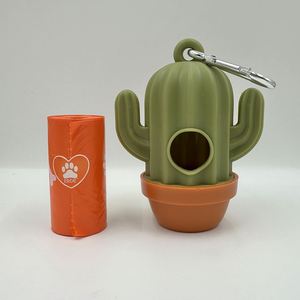 Customized Eco-Friendly Portable Outdoor Pet Poop Bag Dispenser Cactus Shaped Waste Bag Picker Storage Holder Made Plastic - Product Image 1