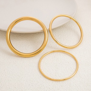 Simple Stainless Steel <b>Plain</b> <b>Ring</b> 18K Gold Plated Glossy Light Luxury Bracelet Jewelry Fashionable Bangles - Product Image 3