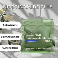 Complément alimentaire pour adultes, capsules de nicotinamide riboside, malate d'hydrogène, resvératrol, quercétine, antioxydants, vitamines, 80 unités