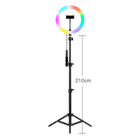 Anneau lumineux LED RGB de 10 pouces avec trépied, lumière de studio photographique circulaire pour selfie, idéal pour les diffusions en direct sur YouTube