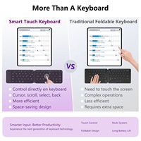 Clavier sans fil pliable avec contrôle tactile, ultra fin, portable, rechargeable, pour iPad, téléphone, tablette, PC, ordinateur portable, OEM