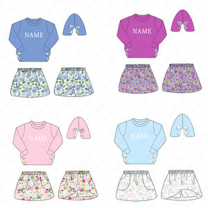 Kişiselleştirilmiş çocuk giysileri çiçek desen kız giyim setleri yay aplike bahar yürümeye başlayan kız kıyafetler - Product Image 6