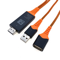 Cable trenzado USB hembra a HDMI para Iphone, TV, Xiaomi, teléfonos Android, Plug and Play, OEM, Full HD, 2K, para HDTV