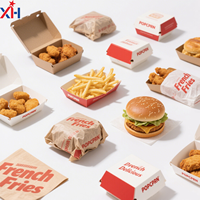 Cajas biodegradables para comida para llevar, patatas fritas, nuggets de pollo frito, papel de cartón, embalaje de alimentos personalizado, caja de hamburguesas