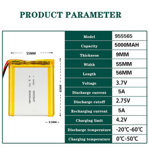 충전식 폴리머 리튬 배터리 955565 3.7v 5000mah 10000mah <span class=keywords><strong>2p</strong></span> Lipo 배터리 팩 배송 준비 - Product Image 3