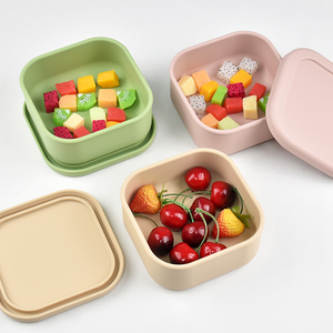 Portable Square Silicone Lunch <b>Box</b> BPA Free Microwavable Dishwasher Safe Stackable Snack Container For Fruit <b>Storage</b> - Product Image 2