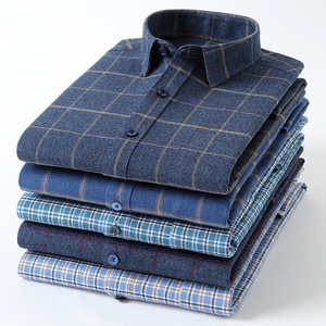 Camisa de Manga Larga con Botones para Hombre, Estilo Casual de Negocios, Transpirable, Primavera-Otoño, 100% Algodón, Tela a Cuadros y Rayas - Product Image 2