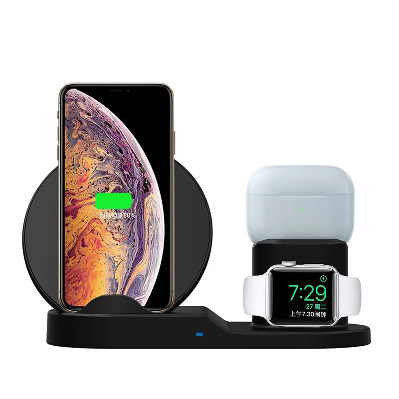 2022 Upgraded 15W Magnetic Wireless Charging Station 3 in 1 Qi Wireless Charger Fast Charging Desktop Charging Station