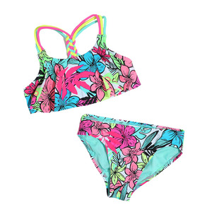 <span class=keywords><strong>Maillot</strong></span> <span class=keywords><strong>de</strong></span> <span class=keywords><strong>bain</strong></span> fleuri pour filles, ras-du-cou, croisé, fendu, pour enfants <span class=keywords><strong>de</strong></span> 4 à 18 <span class=keywords><strong>ans</strong></span>, nouvelle collection - Product Image 2