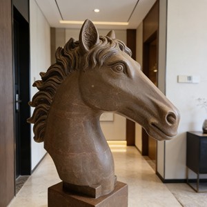 Fabrika Özel Tasarım Modern Dış Mekan Hediyelik Eşya Ev Otel Dekorasyonu Hayvan Heykeli Mermer Heykel Büstü At Heykeli - Product Image 2