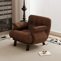 Fauteuil décontracté vintage de style français, couleur crème, pour une personne, petit appartement, tissu amovible et lavable, pieds hauts, rembourrage en latex