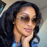Lunettes de soleil papillon sans monture pour femme, marque de luxe classique, tendance 2026, verres dégradés, lunettes décoratives