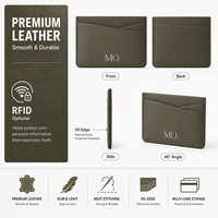 Cartera Delgada RFID Verde Oliva en Cuero Verde Premium para Promociones Corporativas y Accesorios de Comercio Electrónico