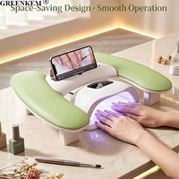 Repose-main double en forme de U pour manucure avec support de téléphone et boîte de rangement, portable, détachable et confortable