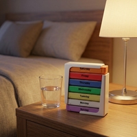Pastillero de Plástico con Cajones de Colores Arcoíris, Organizador Semanal de 28 Compartimentos