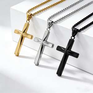 Cross <b>Titanium</b> Steel Necklace Unisex Minimalist Fashion Accessory Gift - Product Image 1
