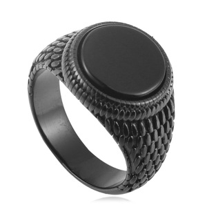 Men's Stainless Steel Turquoise <b>Ring</b> Round Stone Geometric Design Punk Style Gift Jewelry 240116 - Product Image 5
