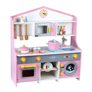 Set Mainan Kayu Dapur untuk Anak Perempuan, Mainan Dapur Buah Sayuran Dapur Kayu