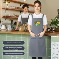 Tablier sans manches en toile imperméable pour serveur de restaurant, vêtements de travail avec logo imprimé, plusieurs poches, grande taille, vente en gros transfrontalière