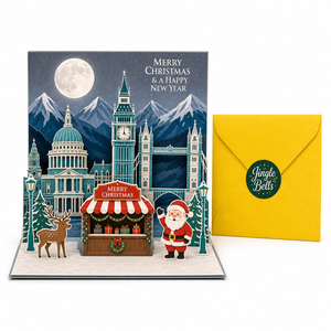 Carte de Noël pop-up 3D, carte de vœux de fêtes personnalisée, décoration en papier imprimée sur mesure, cadeau de bureau - Product Image 1