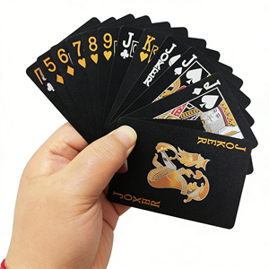 Cartes à jouer magiques personnalisées avec bords dorés, format poker, pour la vente en gros, jeux de casino, jeux de cartes, logo personnalisé, <span class=keywords><strong>noir</strong></span> - Product Image 1