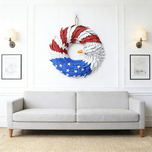 พวงหรีดอินทรีรักชาติ สีแดง ขาว และน้ำเงิน ทำจากผ้ากระสอบ สำหรับวันที่ 4 <span class=keywords><strong>กรกฎาคม</strong></span> วันประกาศอิสรภาพ ของตกแต่งประตู ระเบียง และผนัง - Product Image 2