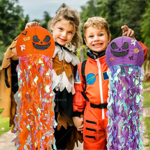 DAMAI Hot Sale Halloween DIY Jellyfish Pumpkin Orange Purple Paper Lantern Wall Hanging Decor Halloween Decorations - Product Image 3