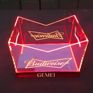 ไนท์คลับกันน้ําเปลี่ยนสี LED Budweiser เบียร์ถังน้ําแข็งสว่างล้างขวดแชมเปญคูลเลอร์ Glorifier ผู้นําเสนอ