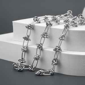 Collier chaîne Hip Hop Punk en acier inoxydable avec nœuds, bijoux de mode DIY, cadeaux - Product Image 1