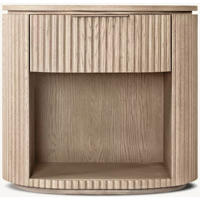 Nouvelle conception de meubles de chambre à coucher écologiques et durables, table de chevet de luxe en chêne, style américain moderne, à un seul tiroir, cannelée