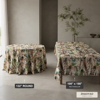Nappe Moderne à Motif Géométrique Multicolore Longue Écologique en Polyester et Lin pour Mariage, Banquet et Fête