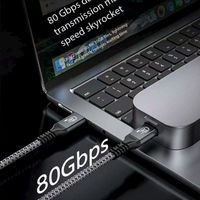 Câble USB 3.1 Thunderbolt en nylon pour MacBook Pro/Air, iPad Pro, 80 Gbps, charge rapide 240 W PD, compatibilité vidéo 16K/8K, imprimante Dell