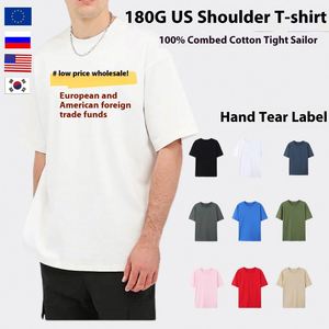 Wholesale 180G Cotton Men's <b>T</b>-shirt Short Sleeve Loose Fit Plus Size Solid <b>T</b> Shirts - Product Image 5
