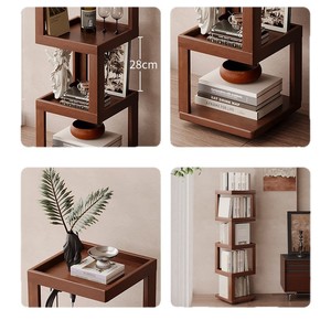 360 Degree Rotating Bookshelf Floor Standing Solid Wood Storage Unit For Living Room Corner <b>Bookcase</b> With Revolving Design - Product Image 5