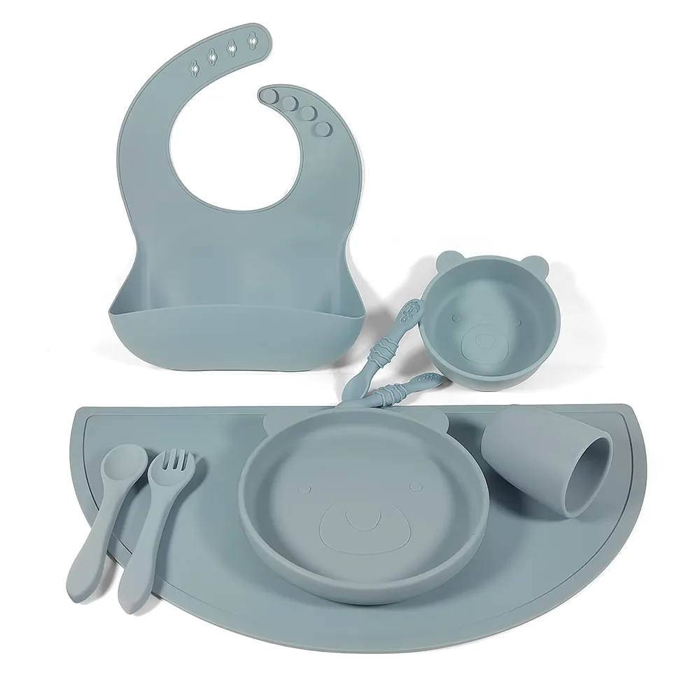 Kids Food Gift Pack Baby Toddler Infant Feeding Bowls Soft Tip Silicone Spoon Set