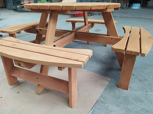 Tavolo da Pranzo Rotondo in Legno Massiccio Moderno e Lussuoso, 180cm, per 8 Persone, per Esterni, Arredamento da Giardino Stile <span class=keywords><strong>Rustico</strong></span> - Product Image 6