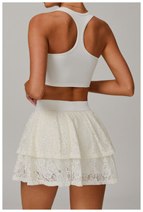 Aoyema Vêtements de sport pour femme Padel Vêtements respirants en dentelle à séchage rapide Pickleball Outfit Naked Yoga Gym <span class=keywords><strong>Tennis</strong></span> Skirts Set - Product Image 6