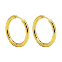 Boucles d'oreilles créoles classiques en acier inoxydable plaqué or 18 carats, fermoir à clic rond, résistantes au ternissement, empilables, bijoux unisexes