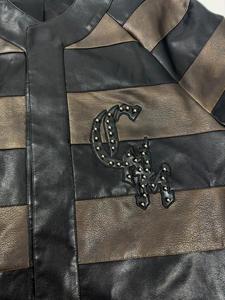 YUCHEN Custom di alta qualità Applique con ricamo a manica corta t-Shirt da uomo in <span class=keywords><strong>pelle</strong></span> sintetica <span class=keywords><strong>giacca</strong></span> con Zip t-Shirt - Product Image 2