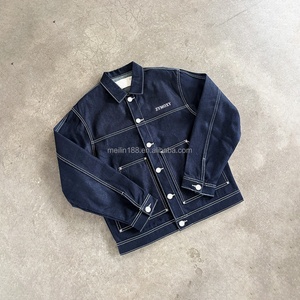 Custom Service Casual Fit Wear 100% Cotton <b>Blank</b> Jeans Denim Jackets for Men High Quality Heavy <b>Weight</b> <b>Blank</b> Design Denim Jacket - Product Image 1