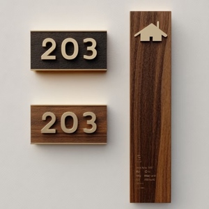 Customizable Eco-Friendly Modern <strong>Wood</strong> Door <strong>Name</strong> Plates with LED for Apartments Offices Hotels Wall <strong>Sign</strong> - Product Image 5