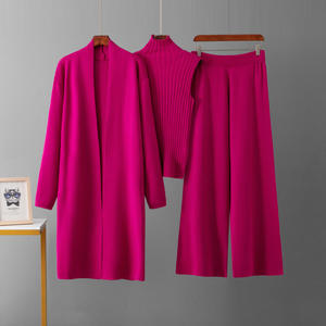 Autumn Winter New Lazy Temperament <b>Women</b> Knitted Suit Sleeveless <b>Vest</b> Cardigan <b>Sweater</b> Pants Three Piece Set Ladies - Product Image 5